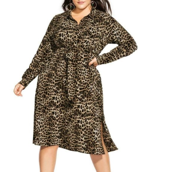 City Chic Dresses & Skirts - City Chic Leopard Print Dress Size 24 NWT